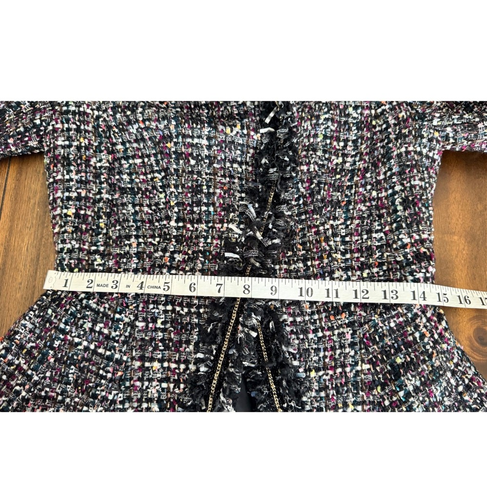 McGinn Nordstrom Metallic Tweed Fringe Asymmetrical Blazer Jacket Womens 4 - Picture 16 of 16